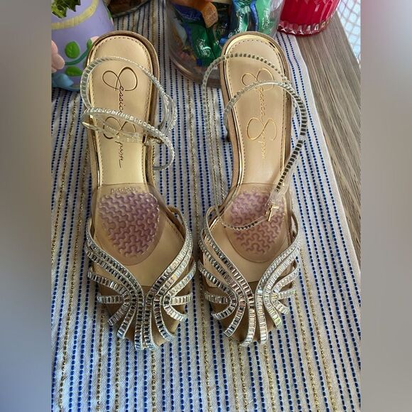 Jessica Simpson Jileta High Heel Sandals Womens Nude Buckle Sz 8.5 - Picture 4 of 15